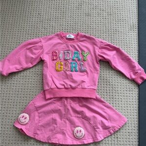 Lola & the Boys BDAY GIRL gem top & patch skirt